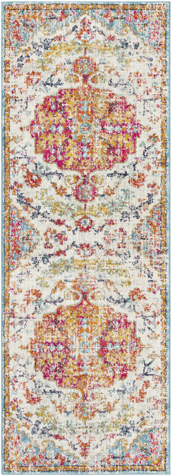 Hosking Traditional Style Ivory And Teal Area Rug