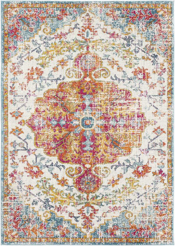 Hosking Traditional Style Ivory And Teal Area Rug