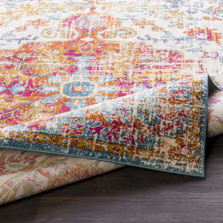 Hosking Traditional Style Ivory And Teal Area Rug