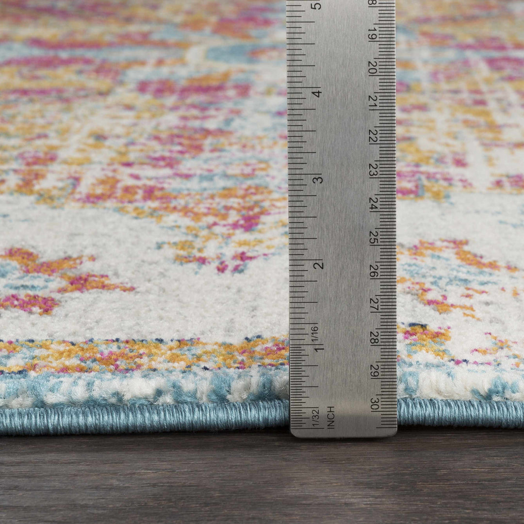 Hosking Traditional Style Ivory And Teal Area Rug