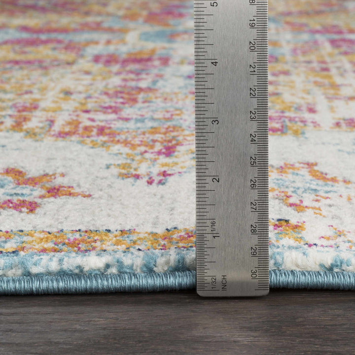 Hosking Traditional Style Ivory And Teal Area Rug