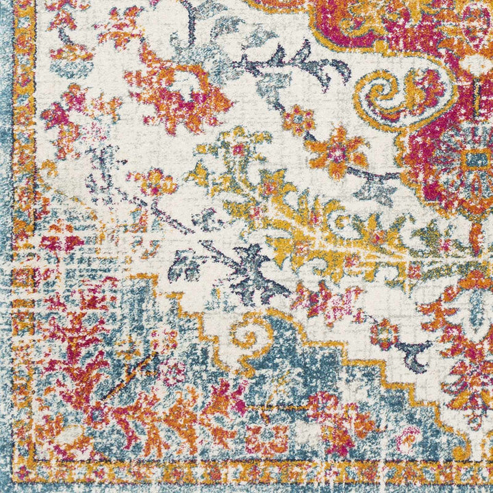 Hosking Traditional Style Ivory And Teal Area Rug