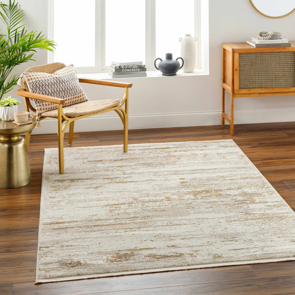 Hudd Contemporary Abstract Beige And Camel Rug - The Rug Decor