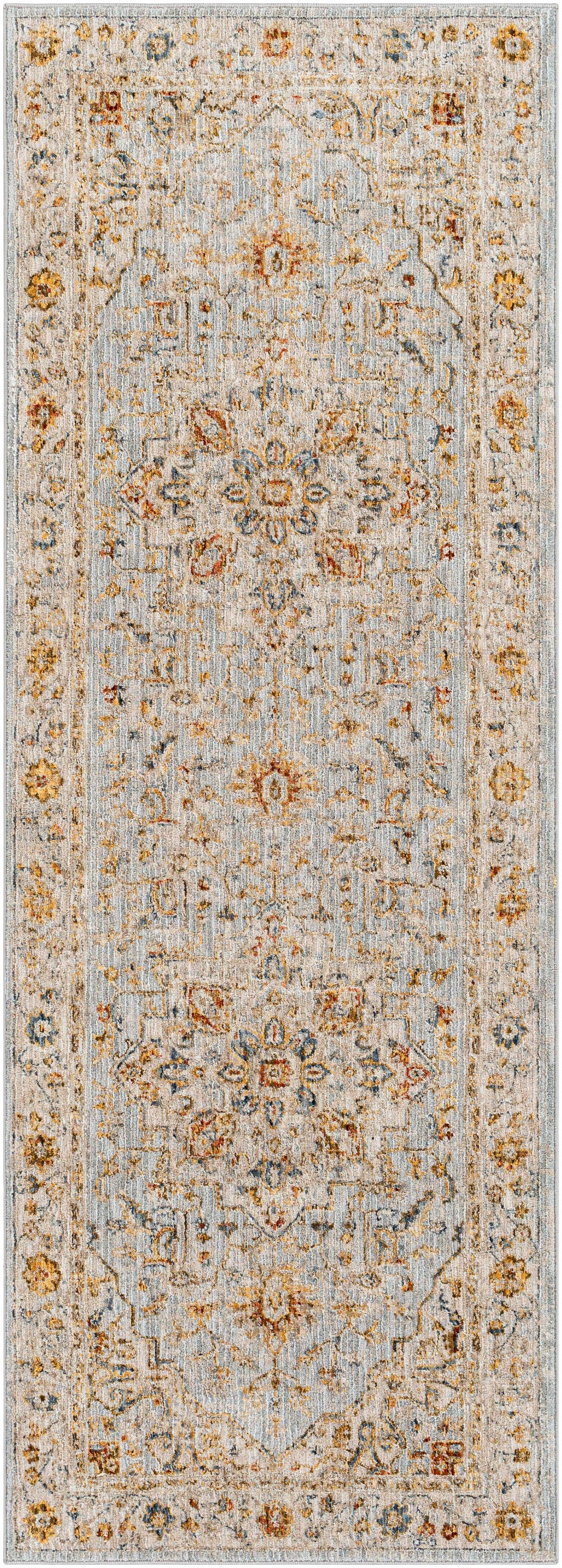 Traditional Heriz Gray Machine Made Rug
