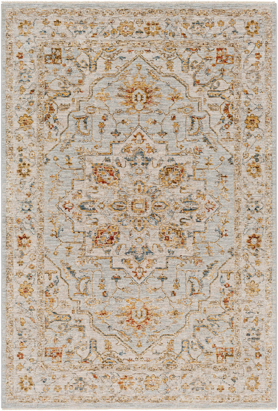 Traditional Heriz Gray Machine Made Rug