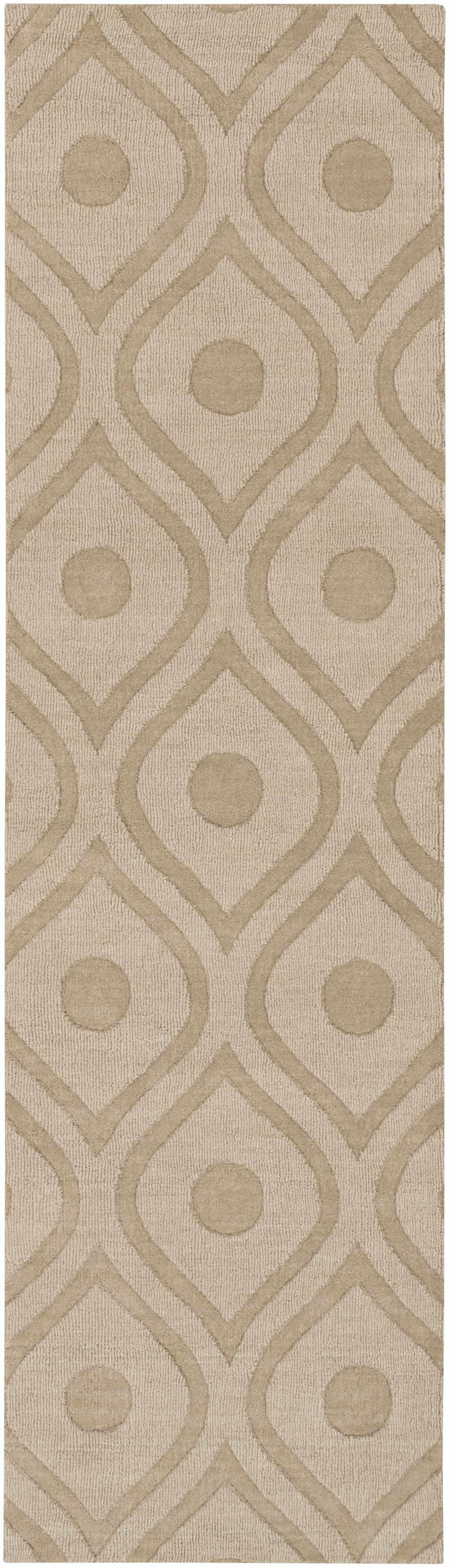 Hundred Modern Geometric Design Tan Hand Loom Area Rug