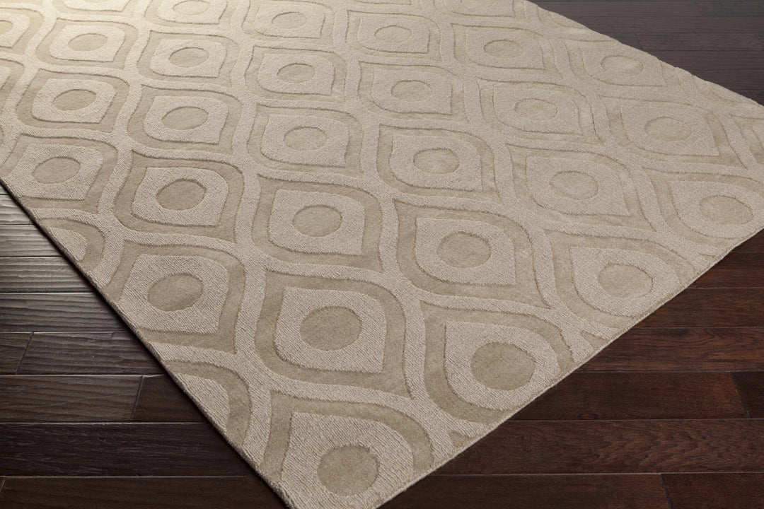 Hundred Modern Geometric Design Tan Hand Loom Area Rug