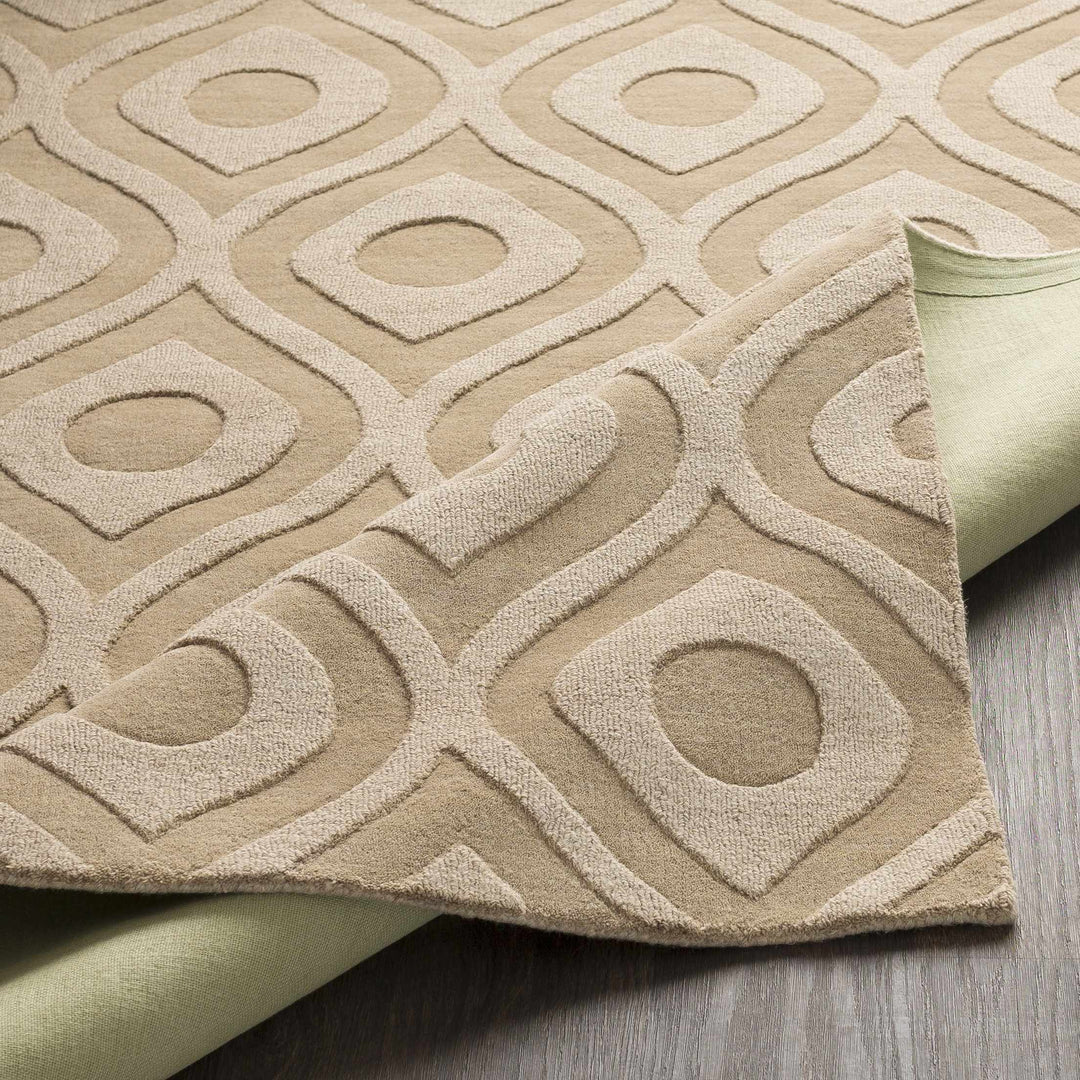 Hundred Modern Geometric Design Tan Hand Loom Area Rug