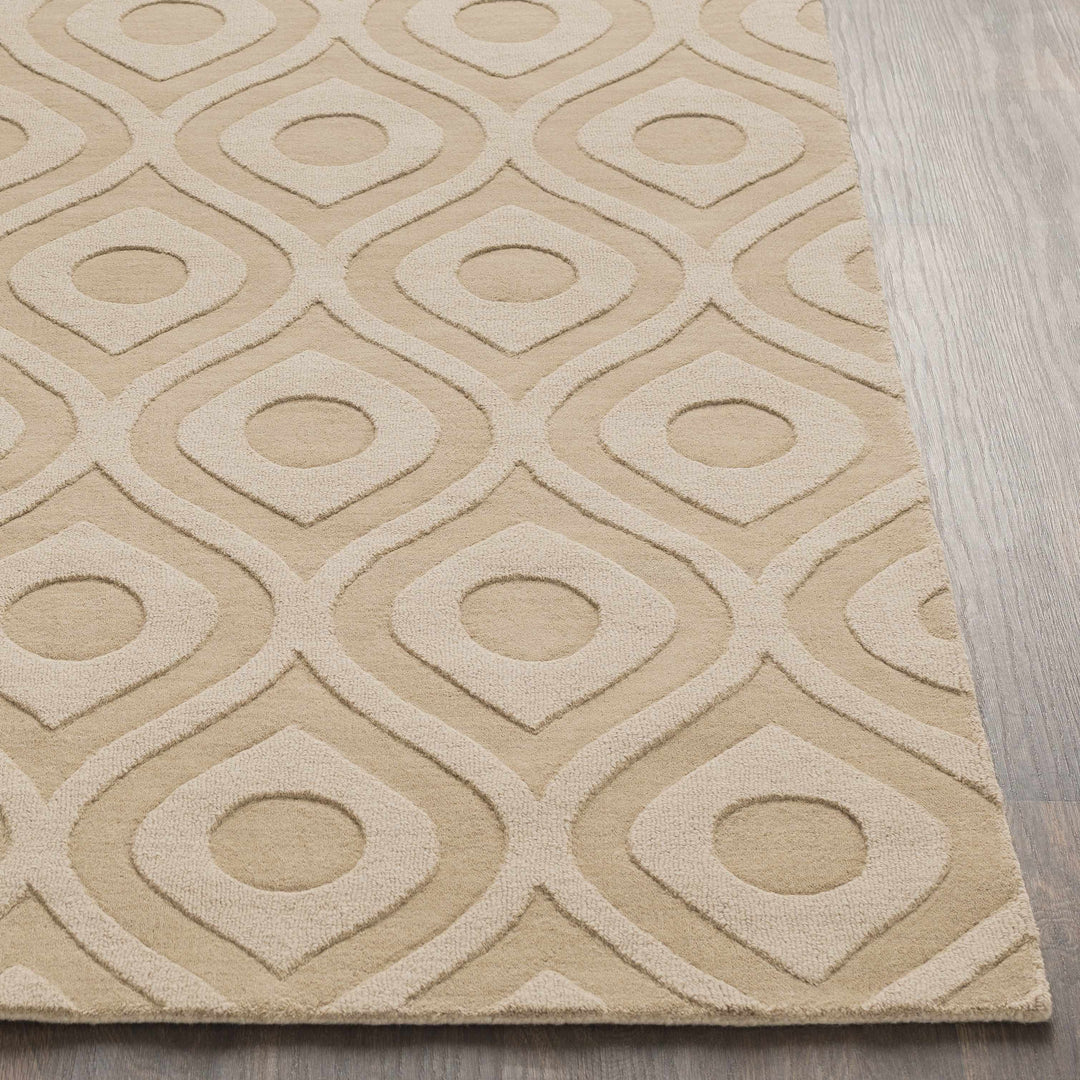 Hundred Modern Geometric Design Tan Hand Loom Area Rug
