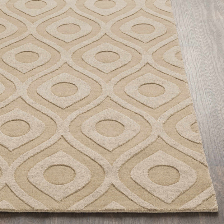 Hundred Modern Geometric Design Tan Hand Loom Area Rug