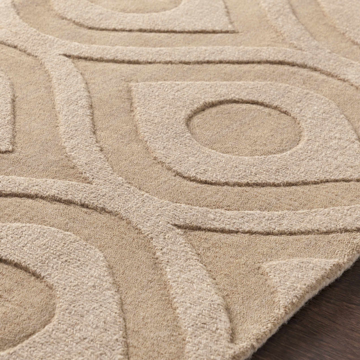 Hundred Modern Geometric Design Tan Hand Loom Area Rug
