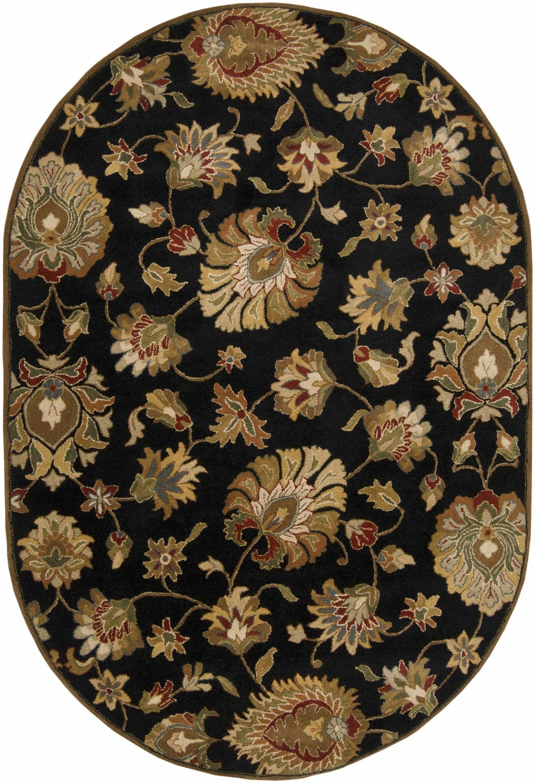 Huxley Traditional Floral Black And Beige Rug - The Rug Decor