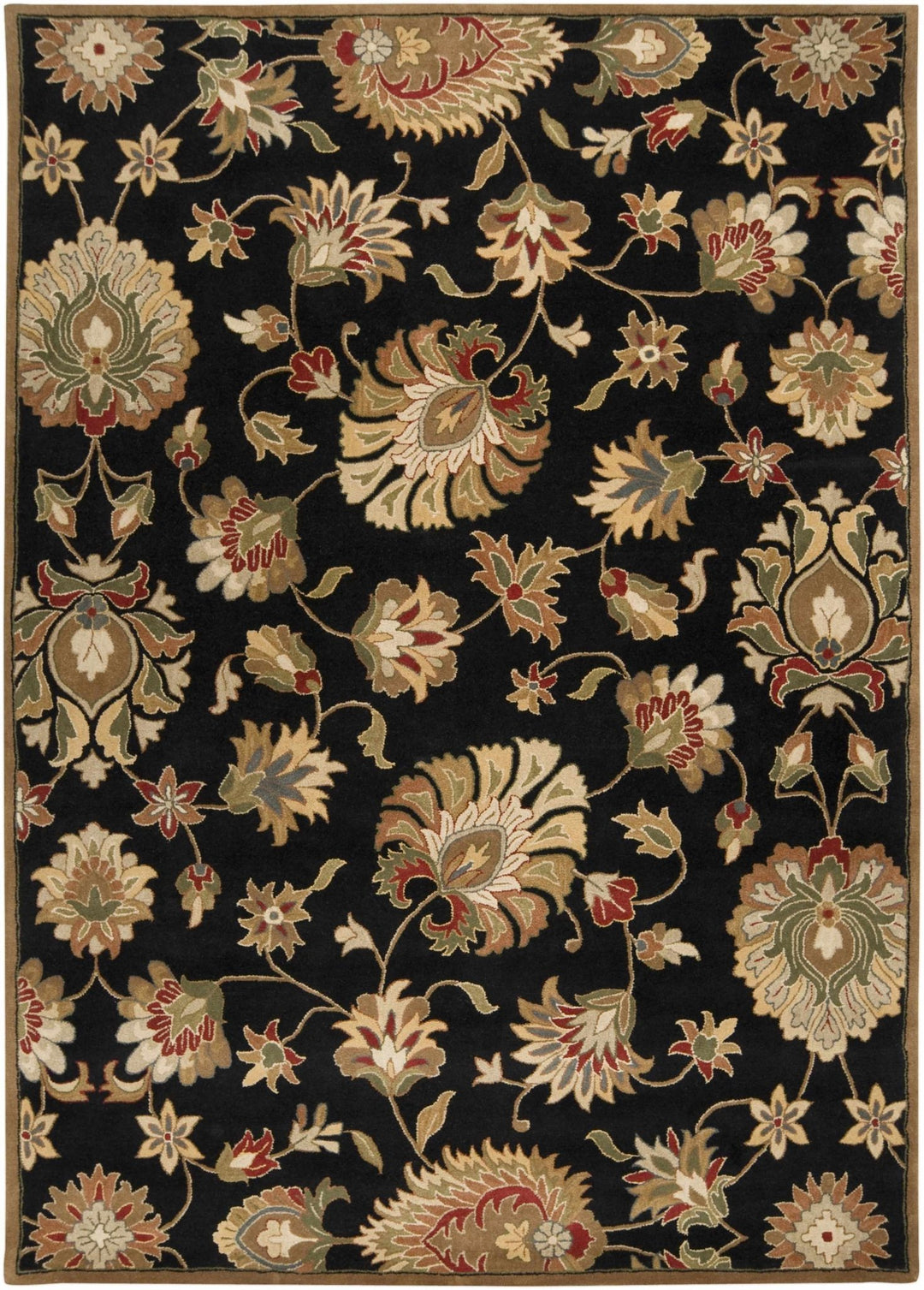 Huxley Traditional Floral Black And Beige Rug - The Rug Decor
