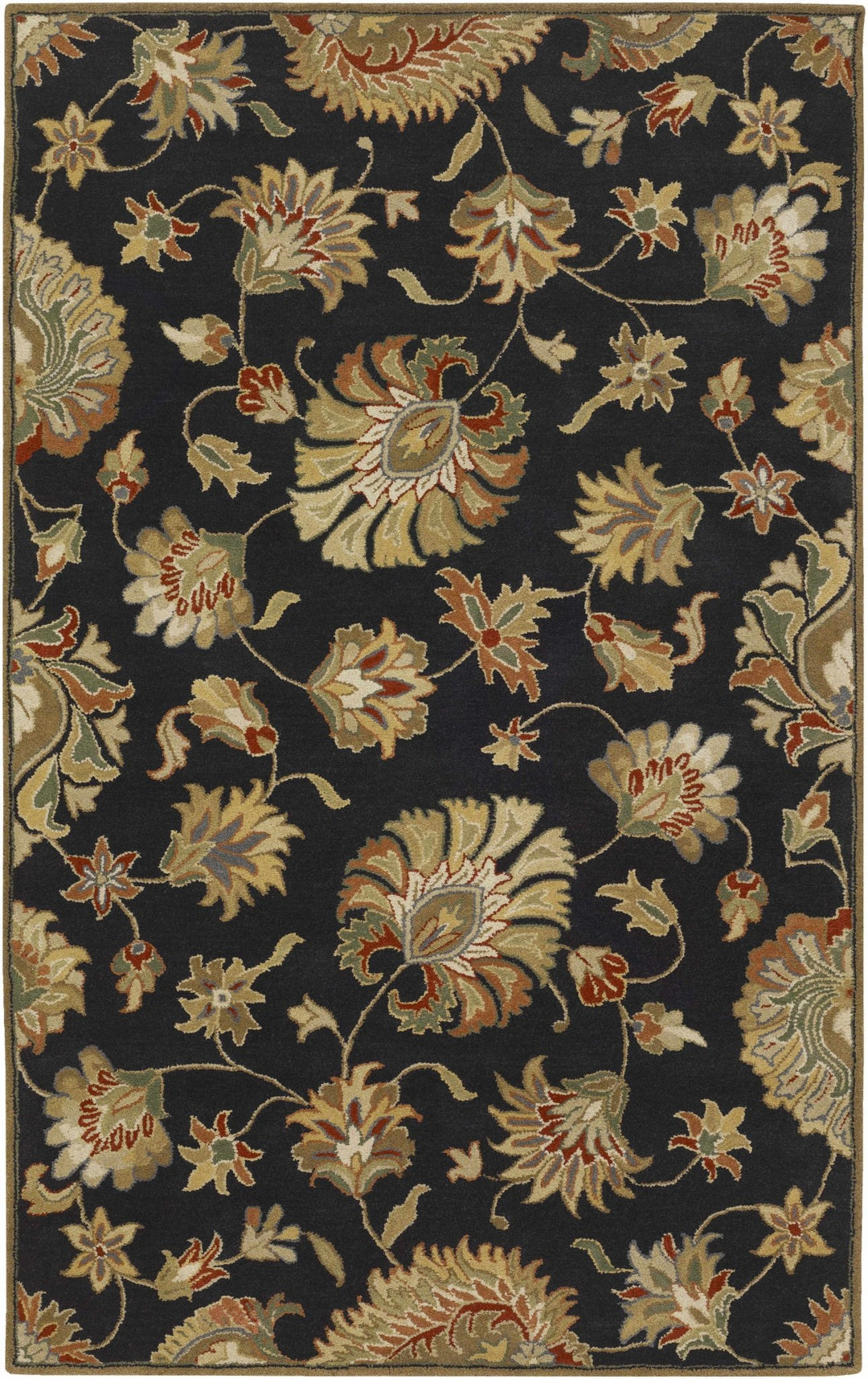 Huxley Traditional Floral Black And Beige Rug - The Rug Decor