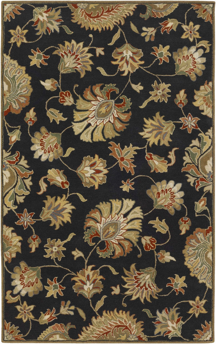 Huxley Traditional Floral Black And Beige Rug - The Rug Decor