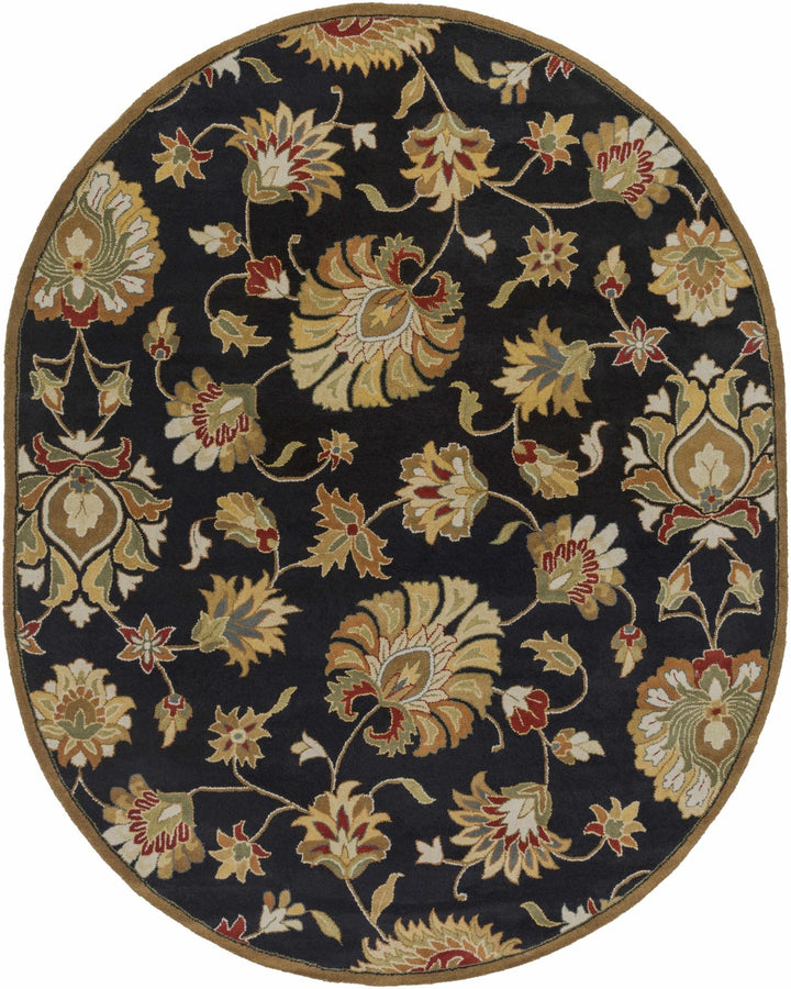 Huxley Traditional Floral Black And Beige Rug - The Rug Decor