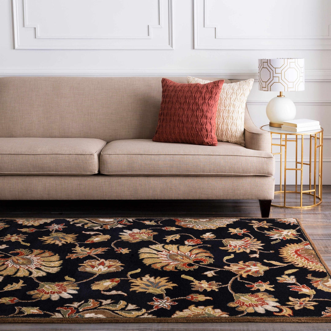 Huxley Traditional Floral Black And Beige Rug - The Rug Decor