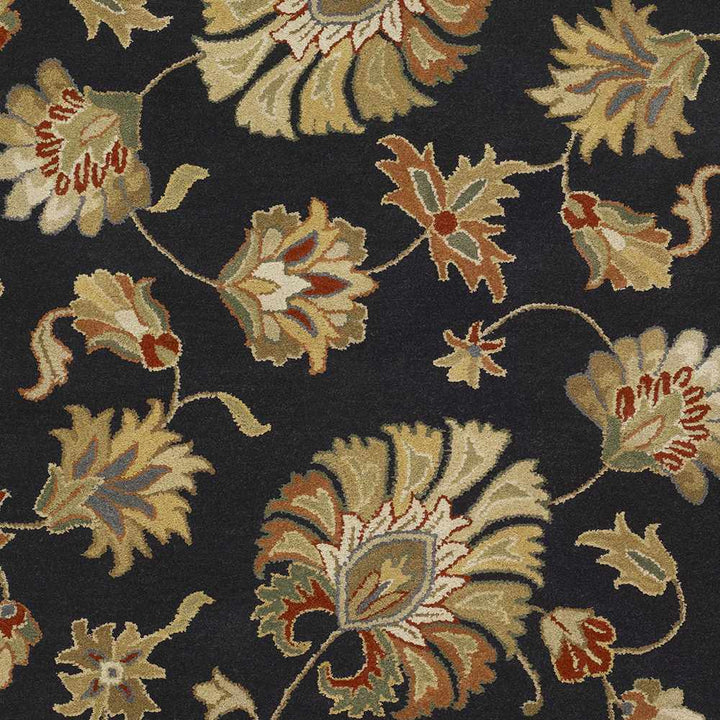 Huxley Traditional Floral Black And Beige Rug - The Rug Decor
