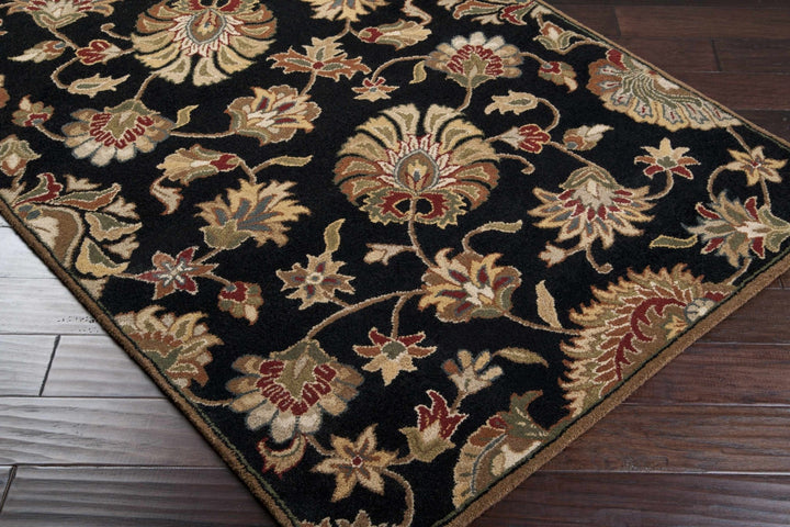 Huxley Traditional Floral Black And Beige Rug - The Rug Decor
