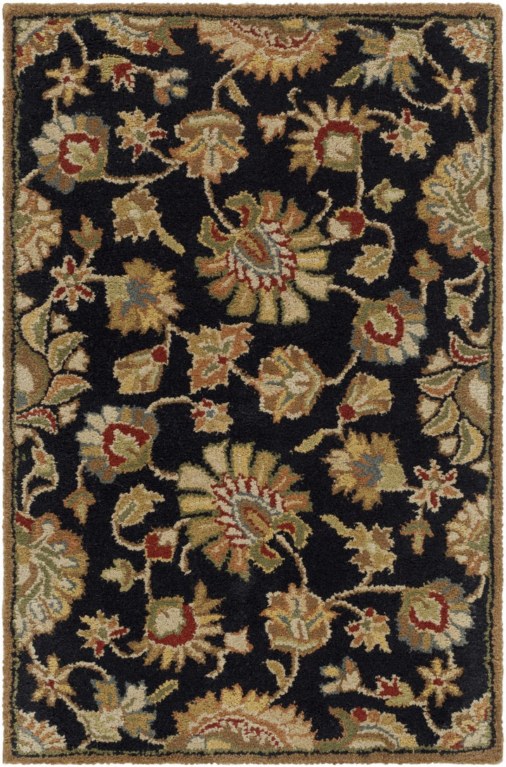 Huxley Traditional Floral Black And Beige Rug - The Rug Decor