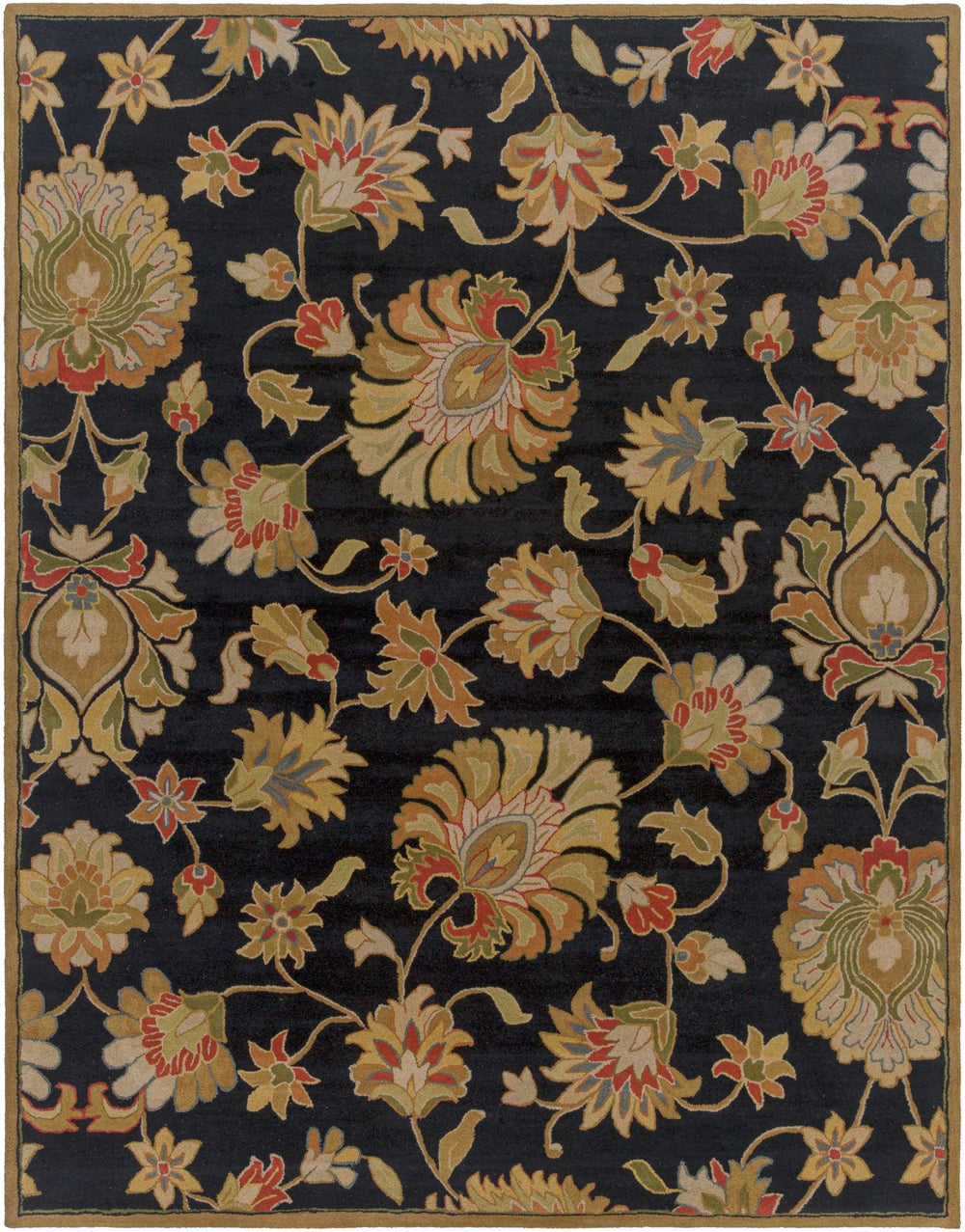 Huxley Traditional Floral Black And Beige Rug - The Rug Decor