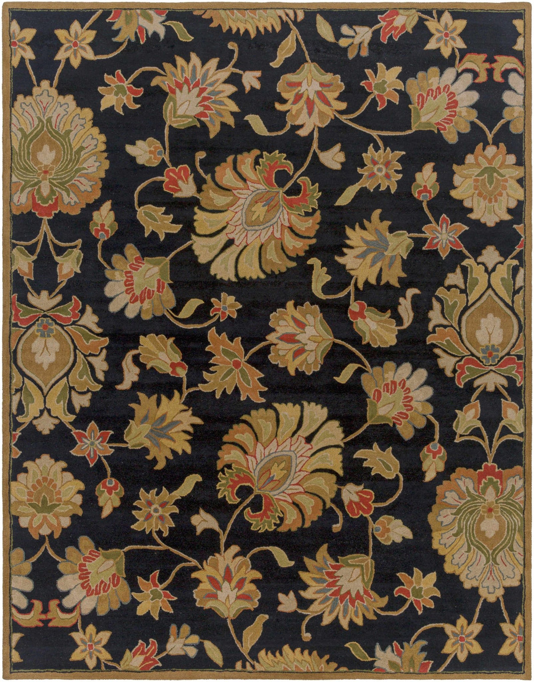 Huxley Traditional Floral Black And Beige Rug - The Rug Decor