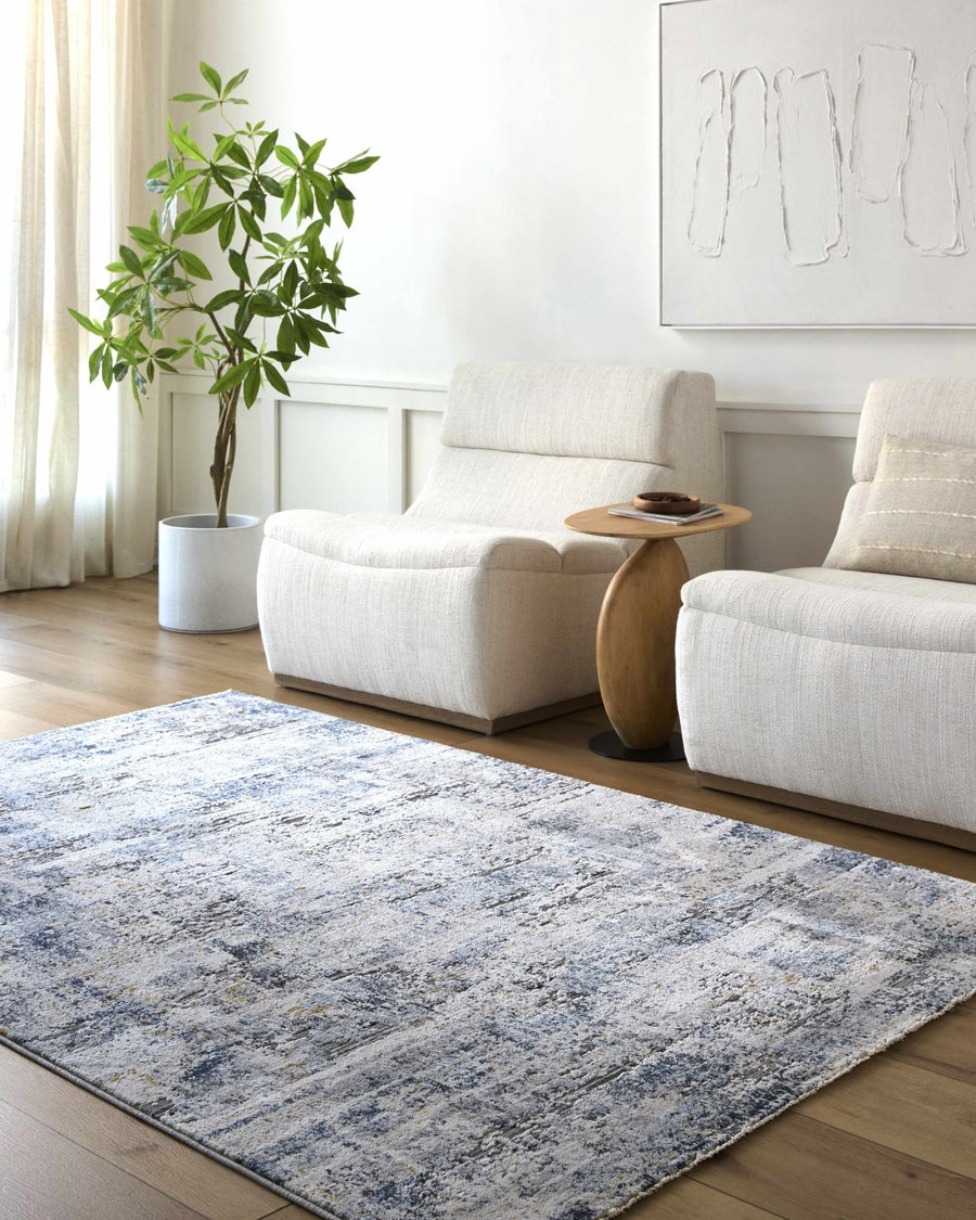 Hyman Contemporary Abstract Gray and Blue Rug - The Rug Decor
