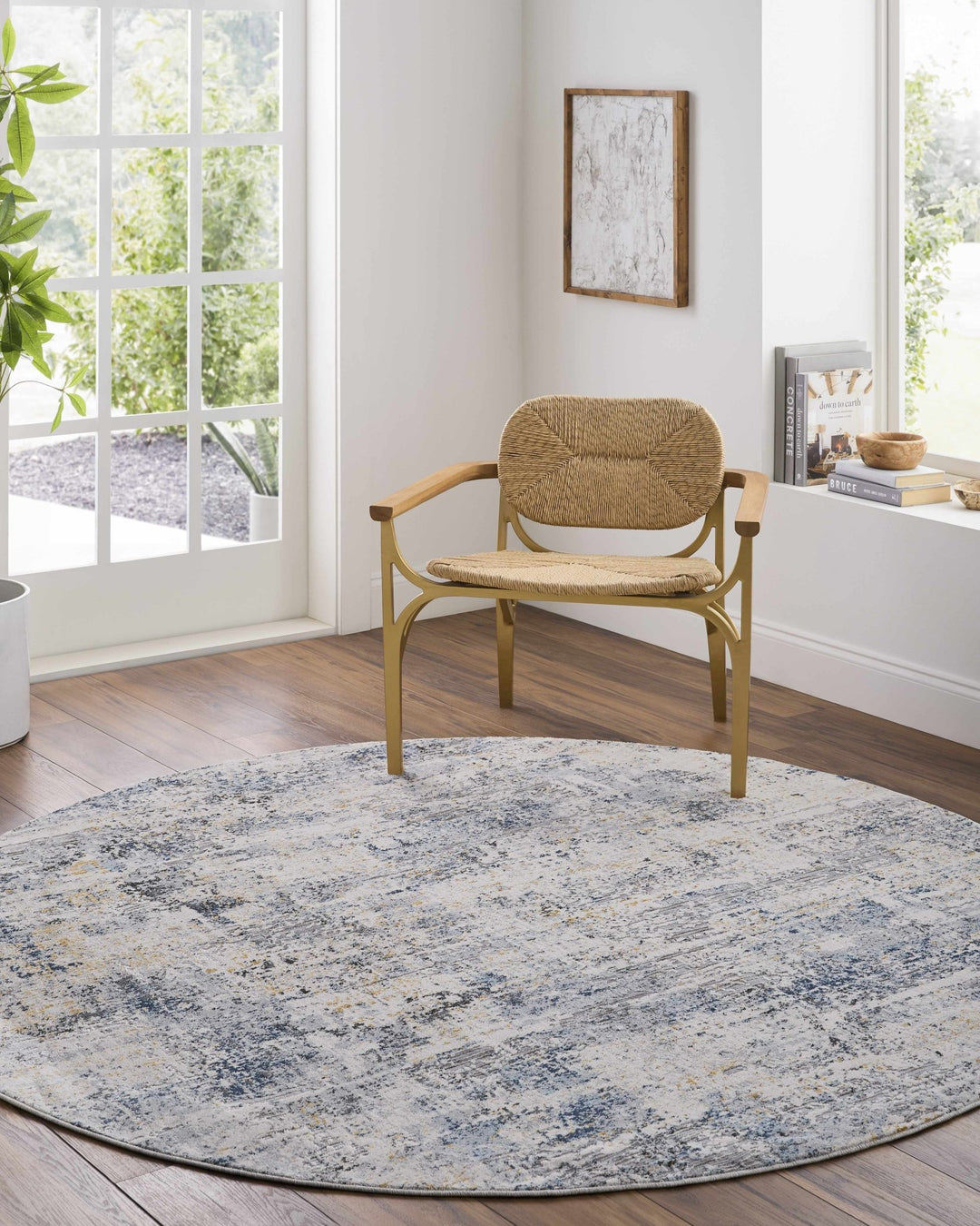 Hyman Contemporary Abstract Gray and Blue Rug - The Rug Decor