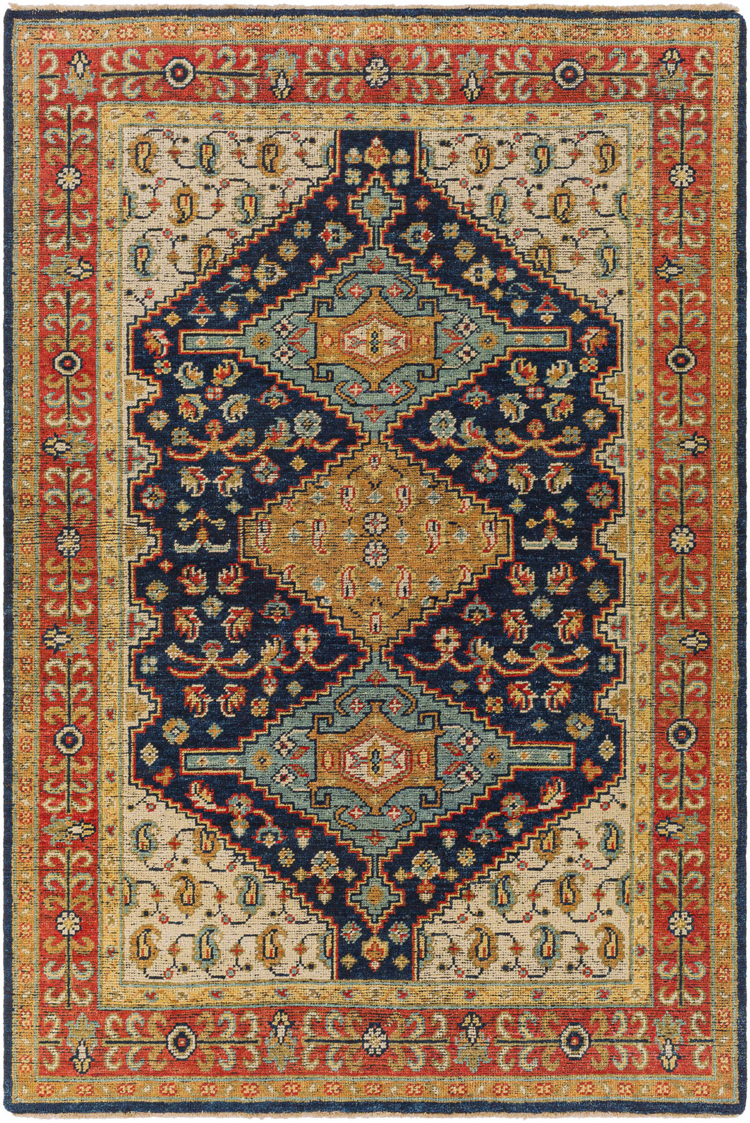 Hyrum Traditional Style Blue And Red Hand Knotted Rug