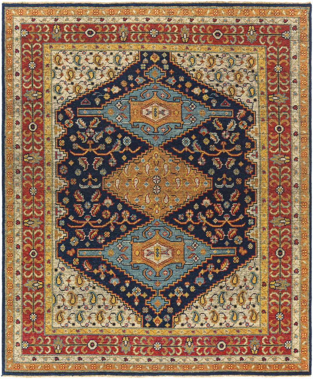 Hyrum Traditional Style Blue And Red Hand Knotted Rug