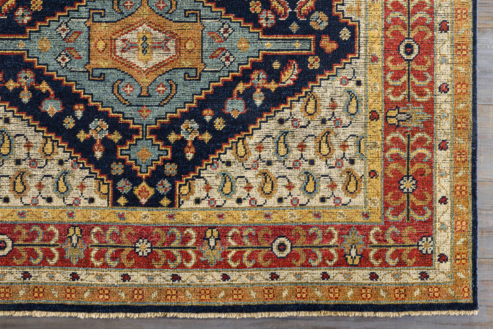 Hyrum Traditional Style Blue And Red Hand Knotted Rug