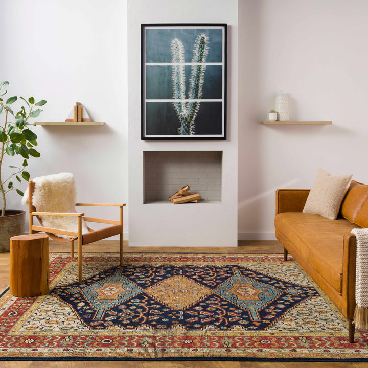 Hyrum Traditional Style Blue And Red Hand Knotted Rug