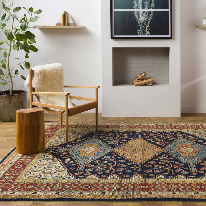Hyrum Traditional Style Blue And Red Hand Knotted Rug