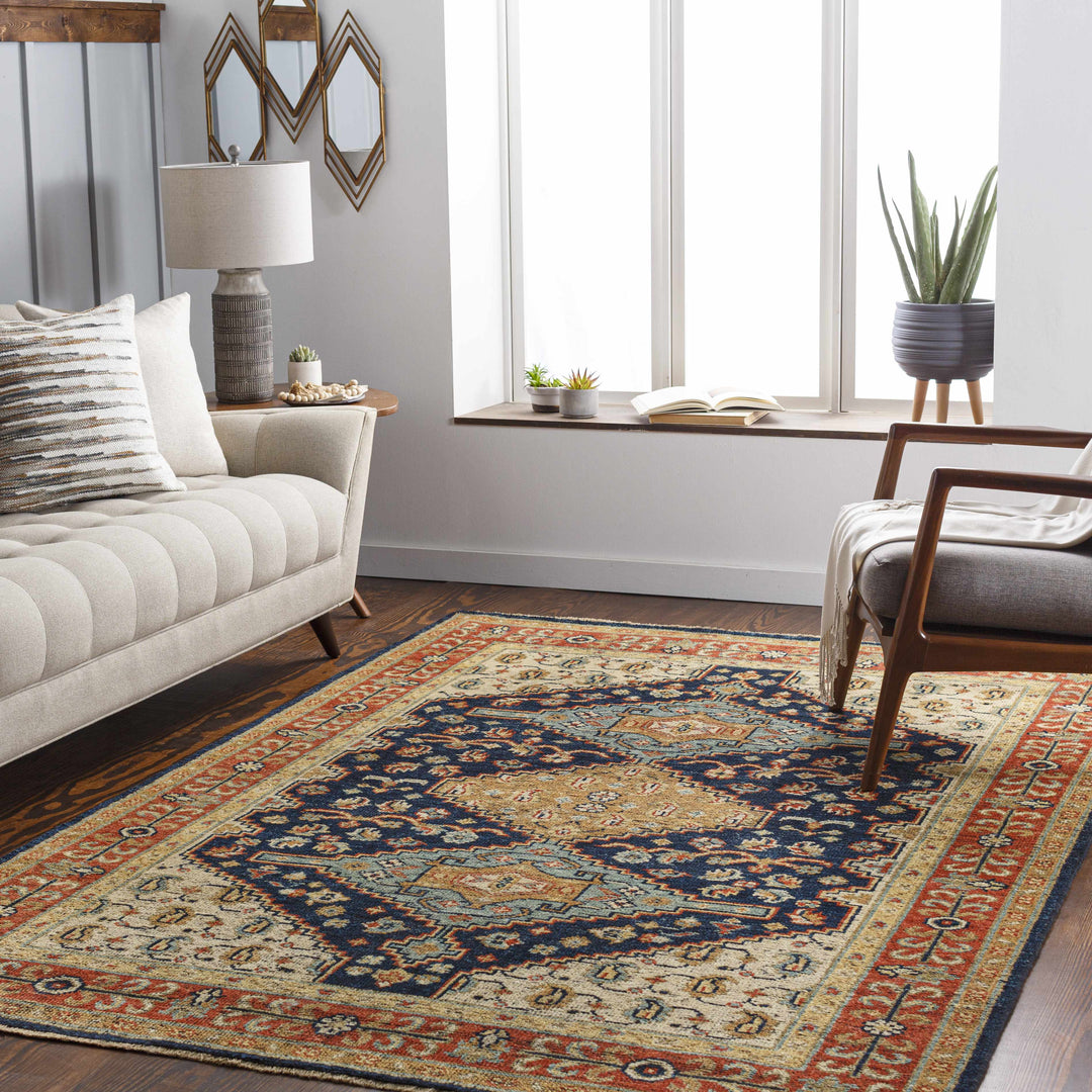 Hyrum Traditional Style Blue And Red Hand Knotted Rug