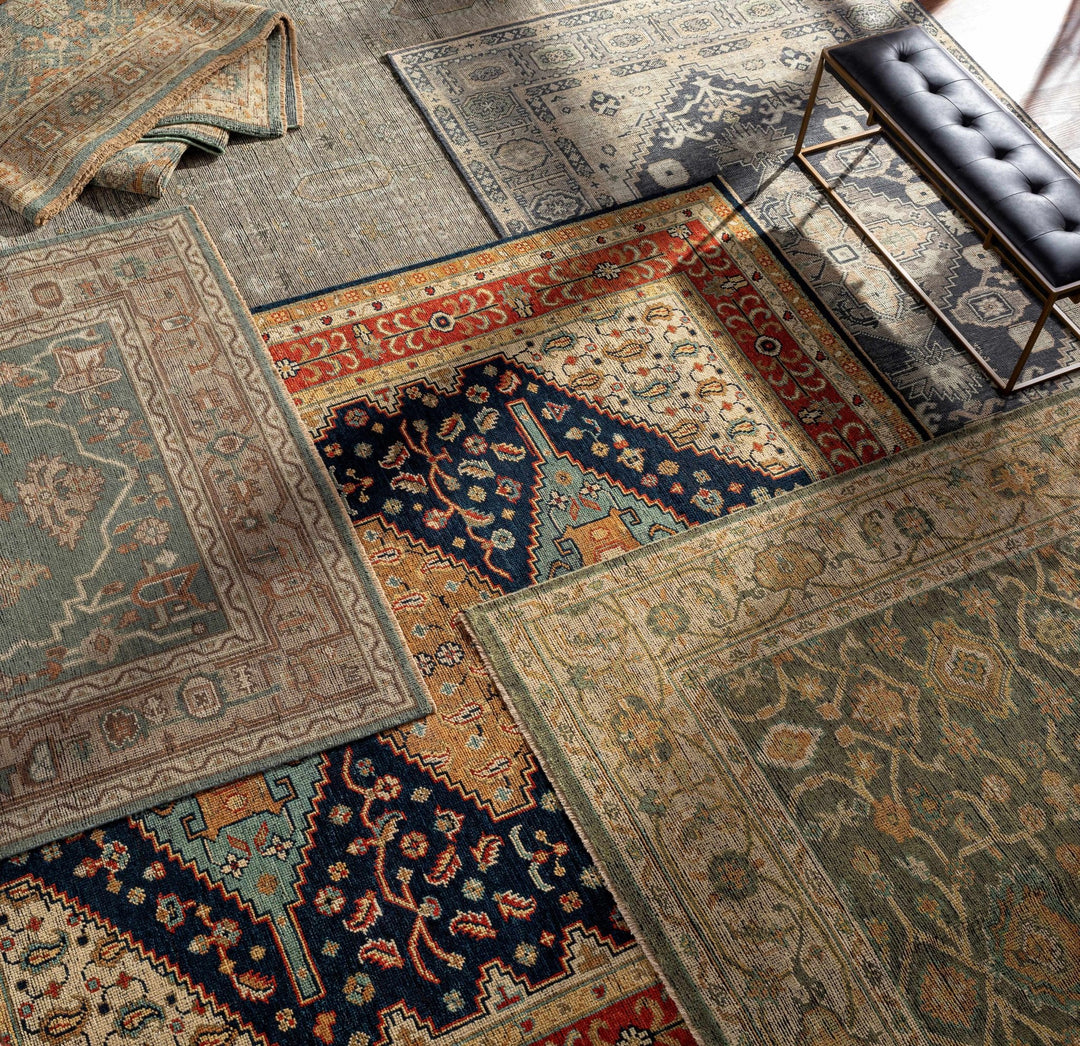 Hyrum Traditional Style Blue And Red Hand Knotted Rug - The Rug Decor