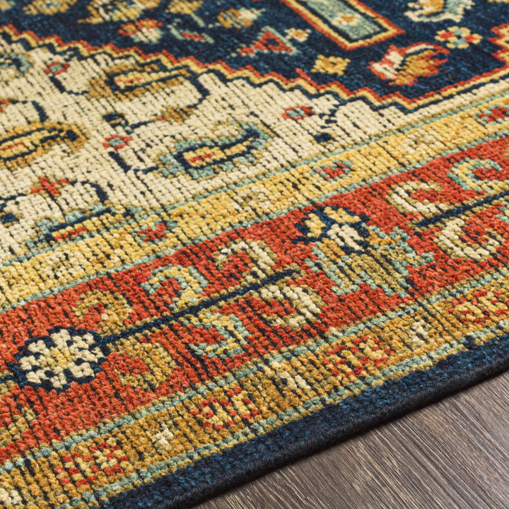 Hyrum Traditional Style Blue And Red Hand Knotted Rug - The Rug Decor
