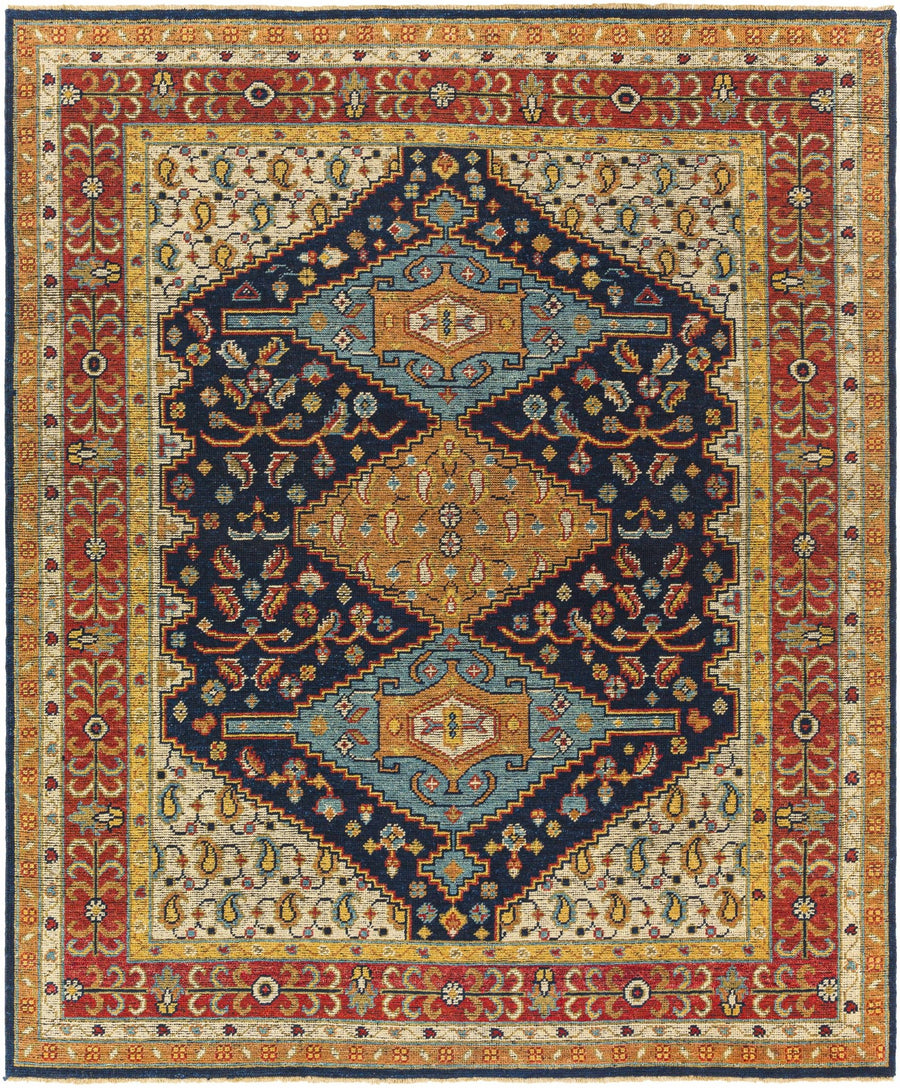 Hyrum Traditional Style Blue And Red Hand Knotted Rug - The Rug Decor