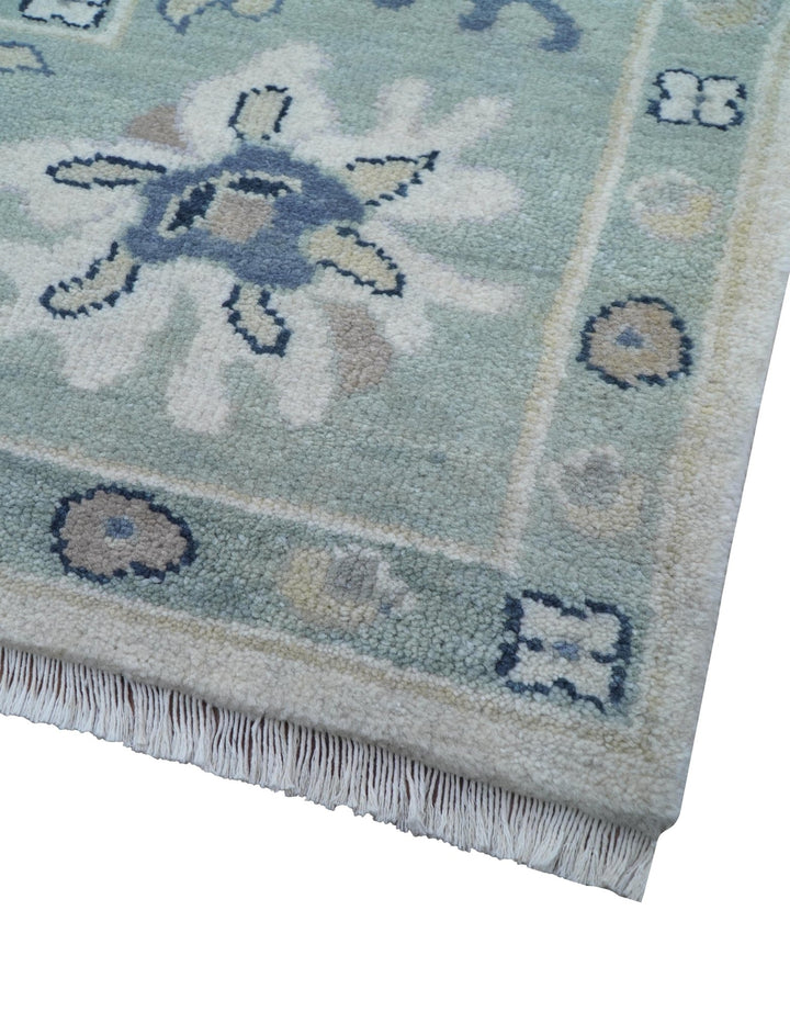 Idris Custom Made Modern Oushak Light Silver And Ivory Wool Area Rug - The Rug Decor