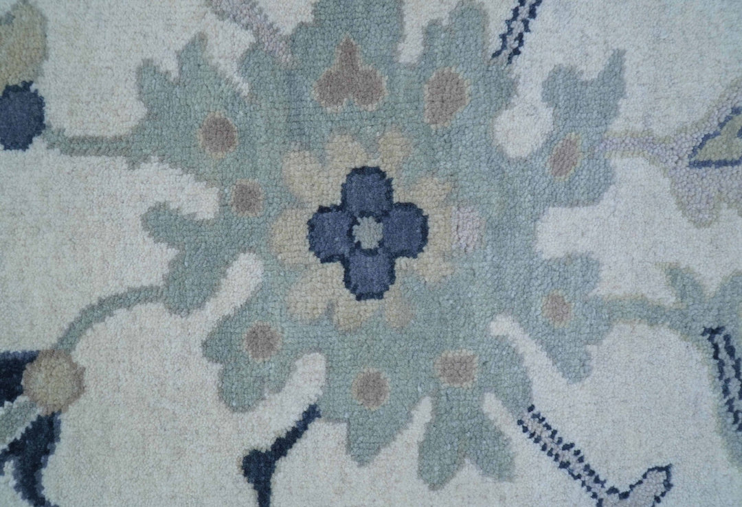 Idris Custom Made Modern Oushak Light Silver And Ivory Wool Area Rug - The Rug Decor