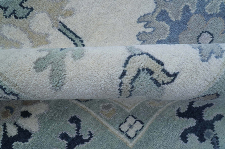 Idris Custom Made Modern Oushak Light Silver And Ivory Wool Area Rug - The Rug Decor