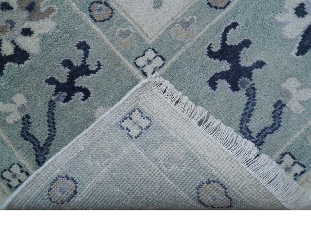 Idris Custom Made Modern Oushak Light Silver And Ivory Wool Area Rug - The Rug Decor