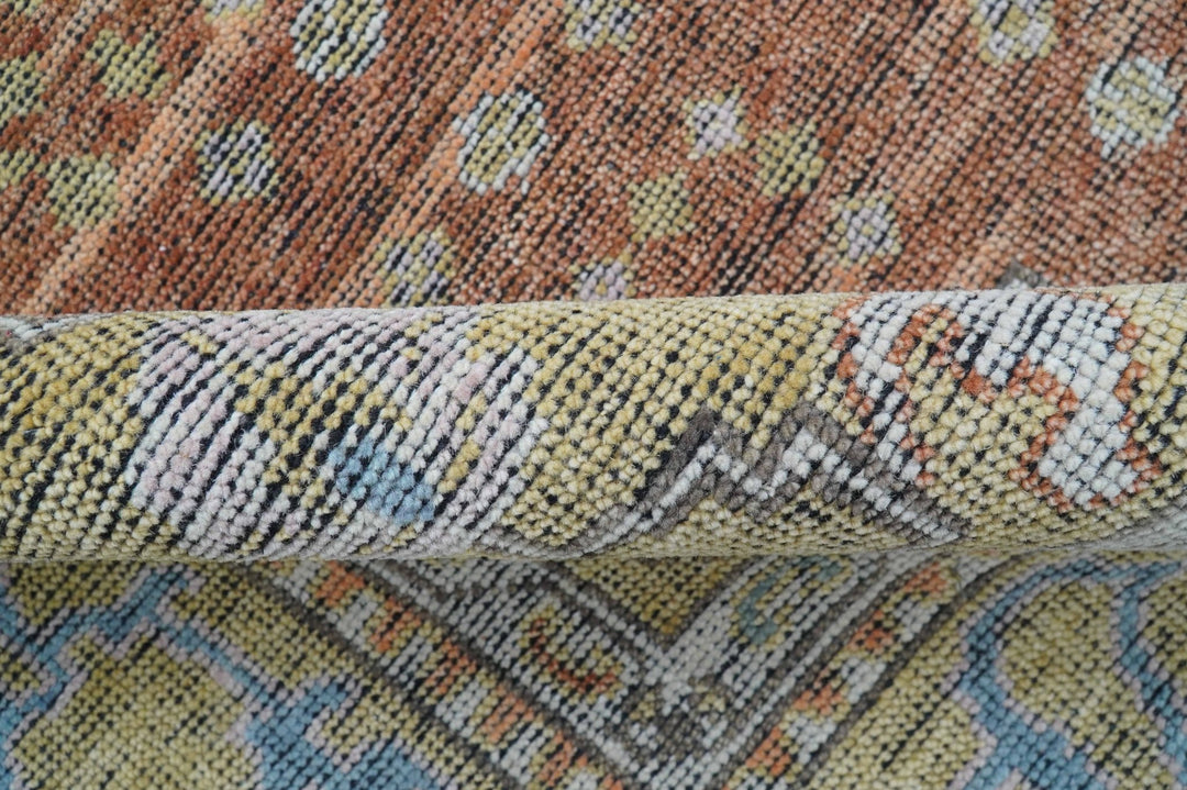 Idris Custom Made Peach, Rust And Beige Turkish Design Hand Knotted Wool Rug - The Rug Decor