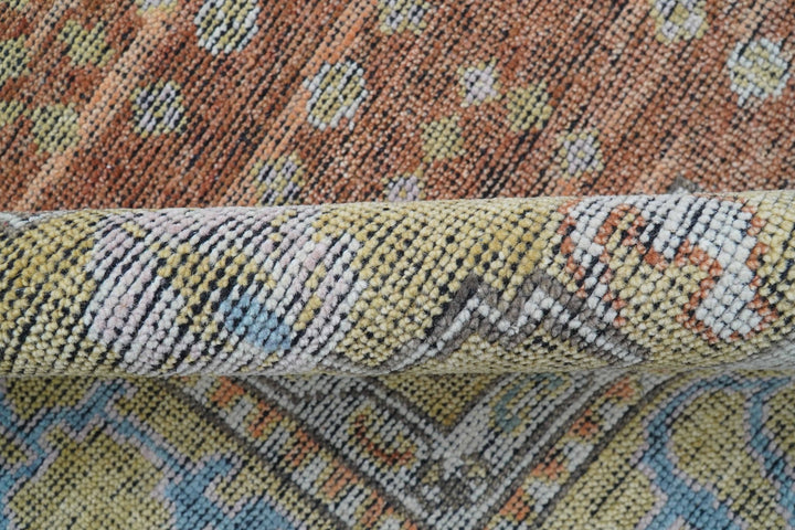 Idris Custom Made Peach, Rust And Beige Turkish Design Hand Knotted Wool Rug - The Rug Decor