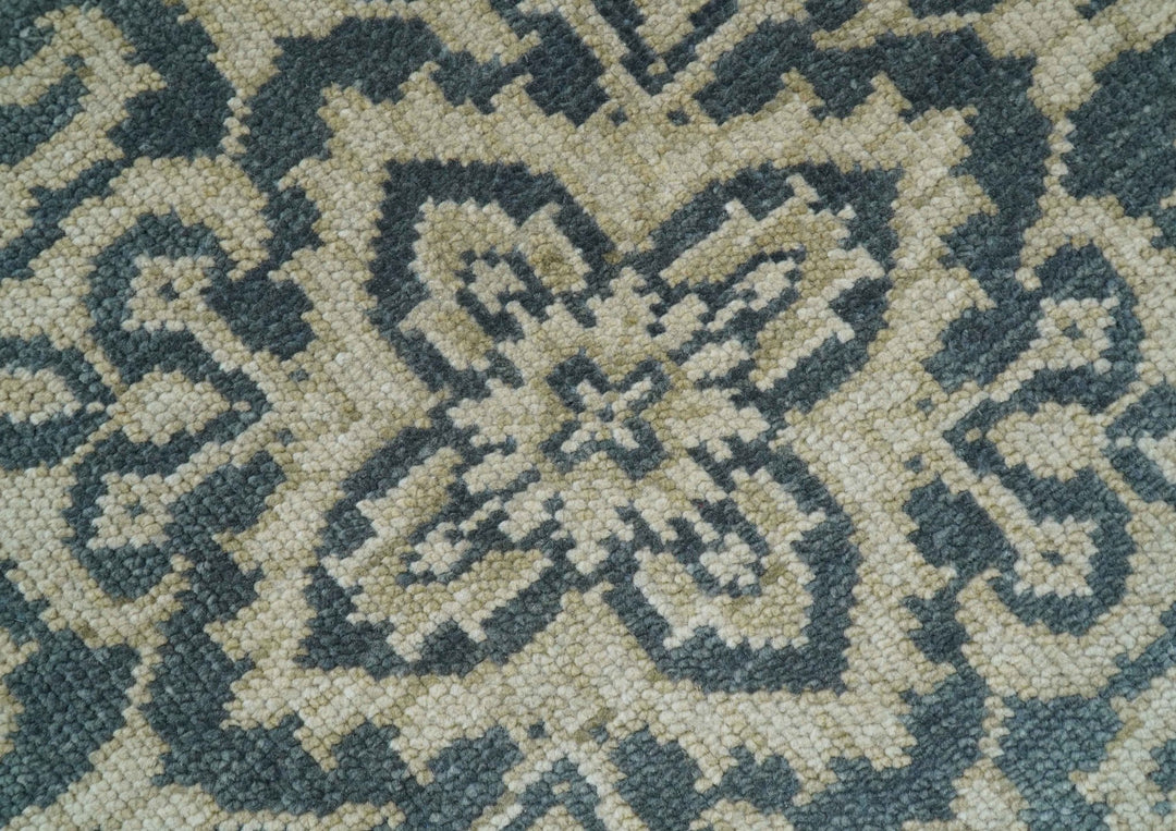 Idris Custom Made Turkish Design Gray And Ivory Hand Knotted Wool Rug - The Rug Decor