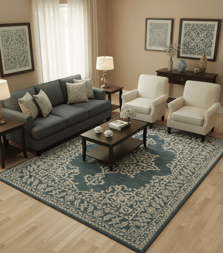 Idris Custom Made Turkish Design Gray And Ivory Hand Knotted Wool Rug - The Rug Decor