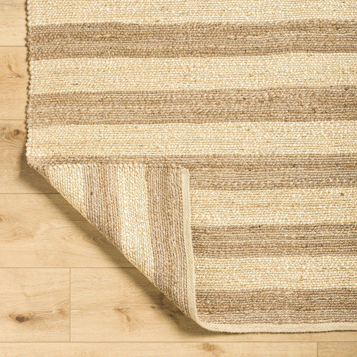 Ilkay Modern Stripe Design Tan Hand Woven Jute Area Rug - The Rug Decor