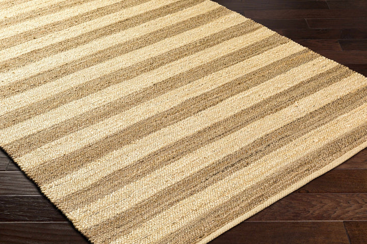 Ilkay Modern Stripe Design Tan Hand Woven Jute Area Rug - The Rug Decor
