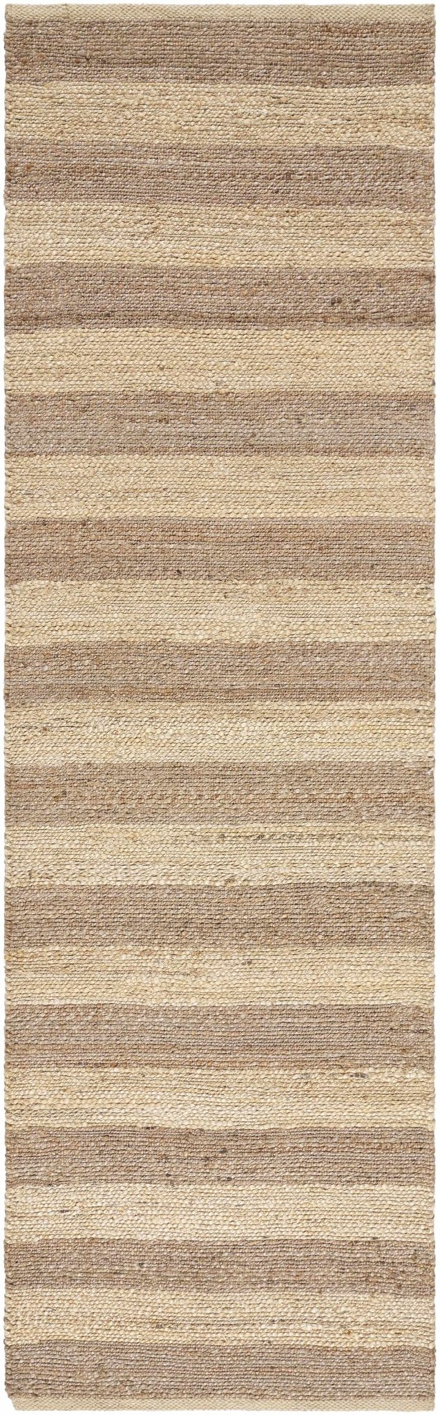 Ilkay Modern Stripe Design Tan Hand Woven Jute Area Rug - The Rug Decor