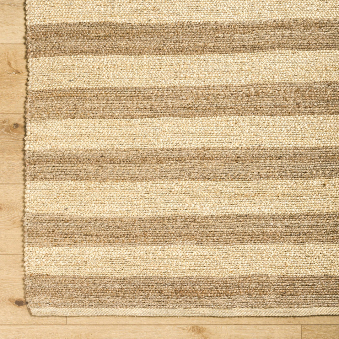 Ilkay Modern Stripe Design Tan Hand Woven Jute Area Rug - The Rug Decor