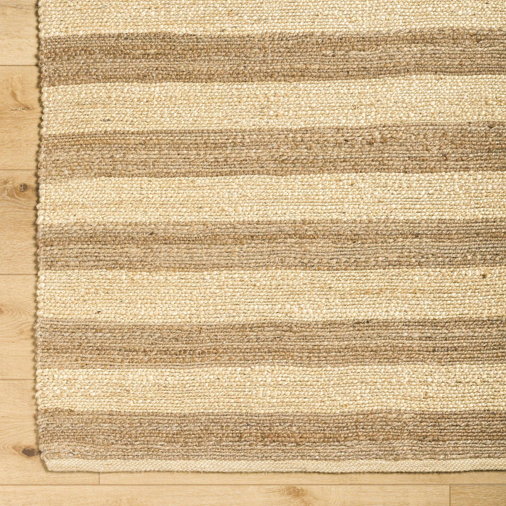 Ilkay Modern Stripe Design Tan Hand Woven Jute Area Rug - The Rug Decor